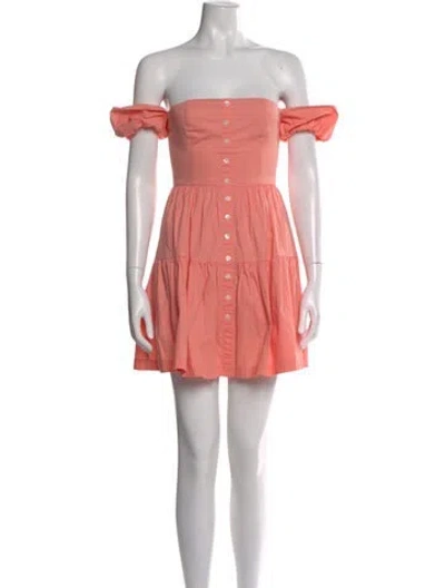 Pre-owned Staud Off-the-shoulder Mini Dress In Orange