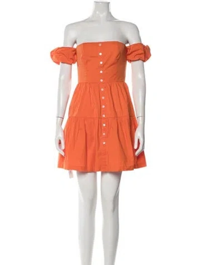 Pre-owned Staud Off-the-shoulder Mini Dress In Orange