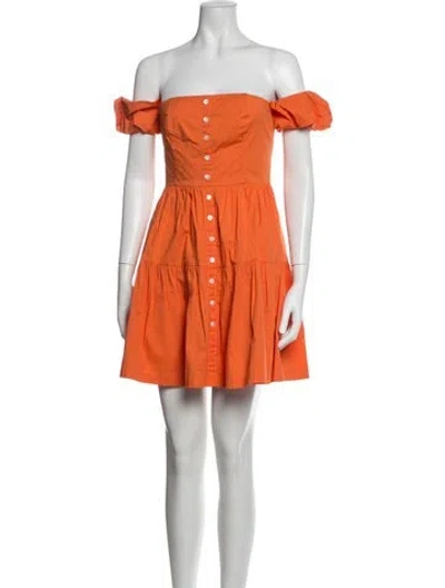 Pre-owned Staud Off-the-shoulder Mini Dress In Orange