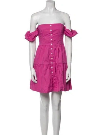 Pre-owned Staud Off-the-shoulder Mini Dress In Pink