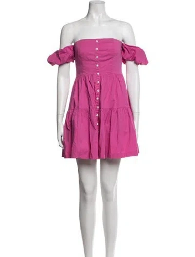 Pre-owned Staud Off-the-shoulder Mini Dress In Pink