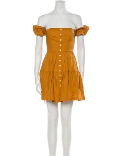 Pre-owned Staud Off-the-shoulder Mini Dress W/ Tags In Orange