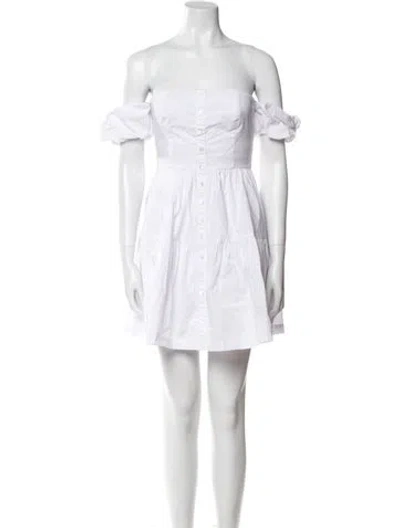 Pre-owned Staud Off-the-shoulder Mini Dress In White