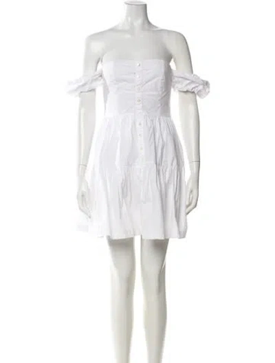 Pre-owned Staud Off-the-shoulder Mini Dress In White