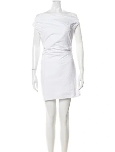 Pre-owned Staud Off-the-shoulder Mini Dress In White