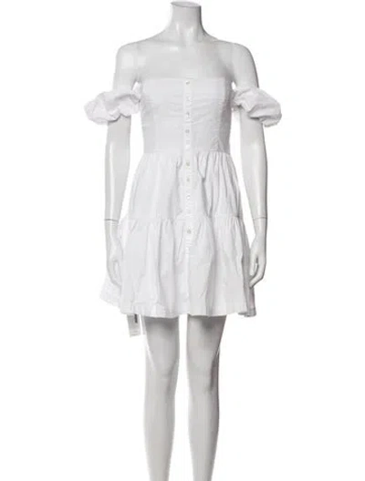 Pre-owned Staud Off-the-shoulder Mini Dress In White