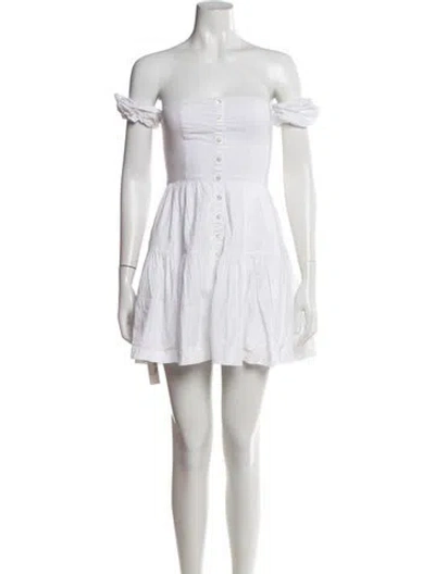 Pre-owned Staud Off-the-shoulder Mini Dress In White