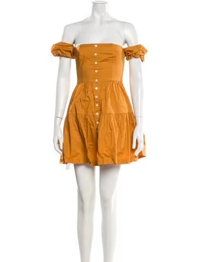 Pre-owned Staud Off-the-shoulder Mini Dress In Yellow