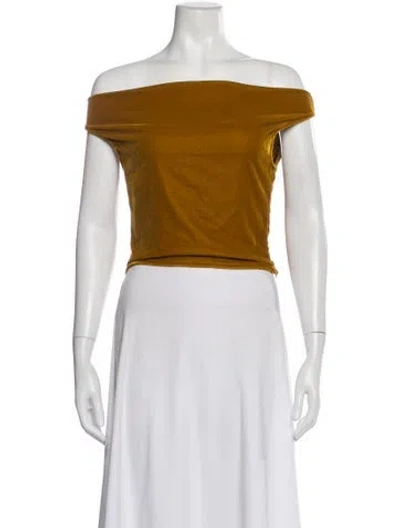 Pre-owned Staud Off-the-shoulder Short Sleeve Crop Top In Orange