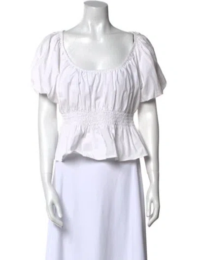 Pre-owned Staud Off-the-shoulder Short Sleeve Crop Top In Red