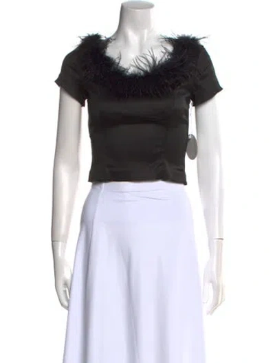 Pre-owned Staud Off-the-shoulder Short Sleeve Crop Top W/ Tags In Black