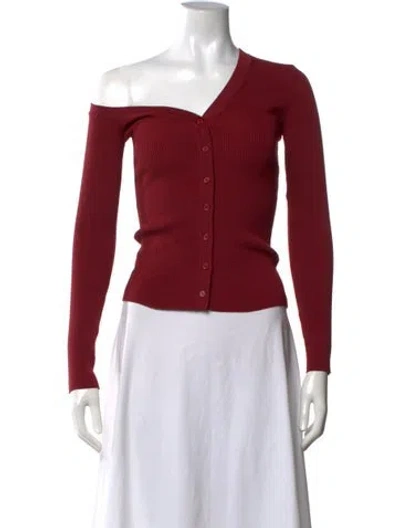 Pre-owned Staud Off-the-shoulder Sweater In Red