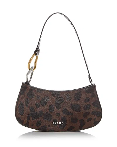 Staud Ollie Calf Hair Shoulder Bag In Brown