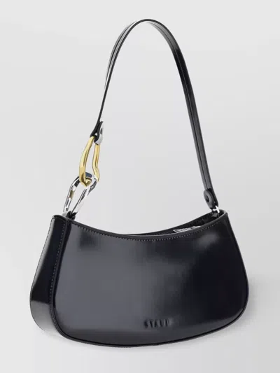 Staud Ollie Leather Shoulder Bag In Black