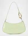 Staud Ollie Chain-link Leather Shoulder Bag In Pale Jade