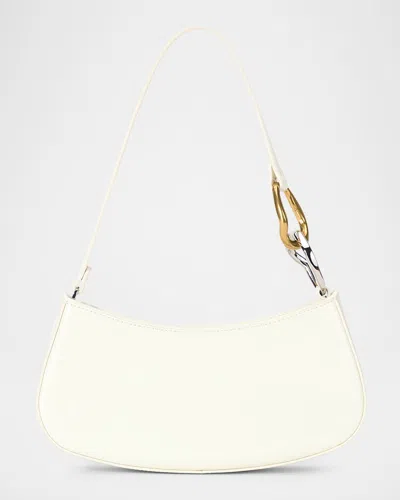 Staud Ollie Chain-link Leather Shoulder Bag In Paper