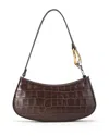 Staud Ollie Croco Embossed Leather Shoulder Bag In Brown