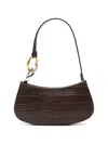 Staud Ollie Crocodile-embossed Interlocking Rings Handbag In Brown