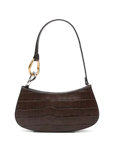Staud Ollie Crocodile-effect Shoulder Bag In Brown