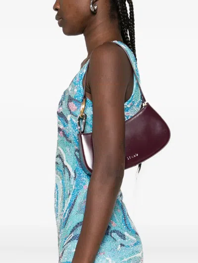 Staud Ollie Curved-handle Leather Shoulder Bag In Purple