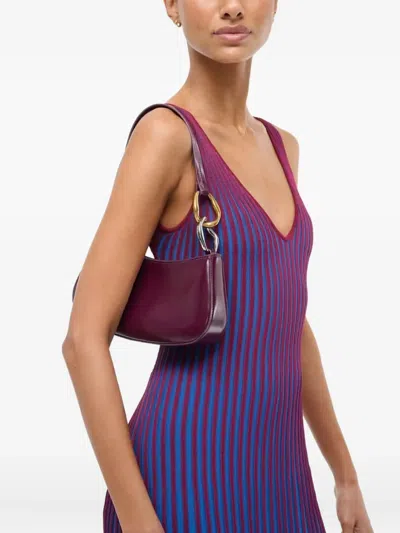 Staud Ollie Curved-handle Leather Shoulder Bag In Purple