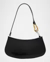 Staud Ollie Curved Leather Shoulder Bag In Black