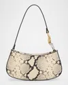Staud Ollie Curved Python-embossed Leather Shoulder Bag In Pink