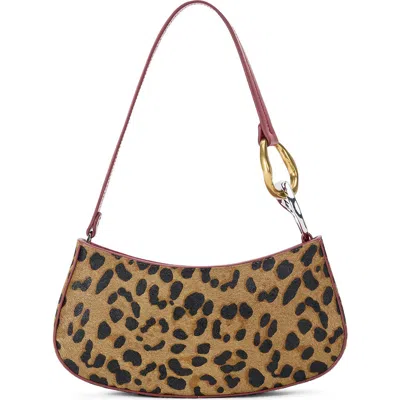 Staud Ollie Genuine Calf Hair Shoulder Bag In Animal Print