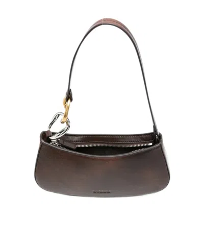 Staud Ollie Interlocking-link Leather Shoulder Bag In Black