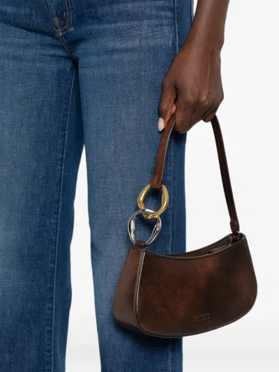 Staud Ollie Interlocking-link Leather Shoulder Bag In Brown