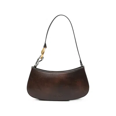 Staud Ollie Interlocking-link Leather Shoulder Bag In Brown