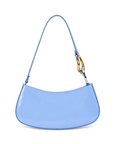 Staud Ollie Leather Shoulder Bag In Blue Hydrangea