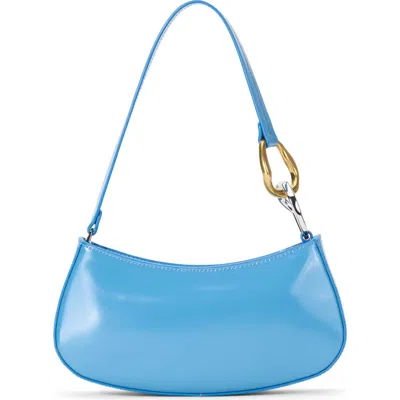 Staud Ollie Leather Shoulder Bag In  Blue