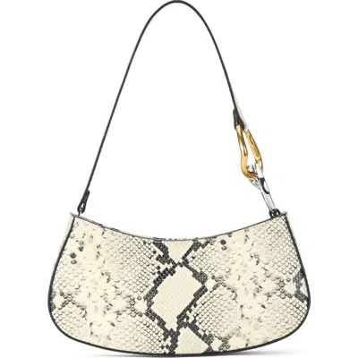 Staud Ollie Metallic Leather Shoulder Bag In White