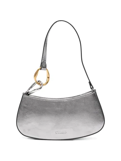 Staud Ollie Metallic Tote Bag In Silver