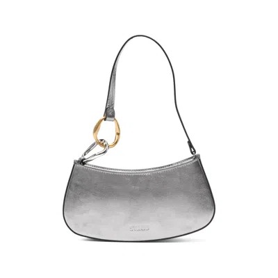 Staud Ollie Metallic Tote Bag In Silver