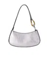 Staud Ollie Pewter Metallic Leather Shoulder Bag In Red