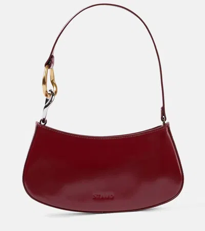Staud Ollie Polished Leather Shoulder Bag In Red