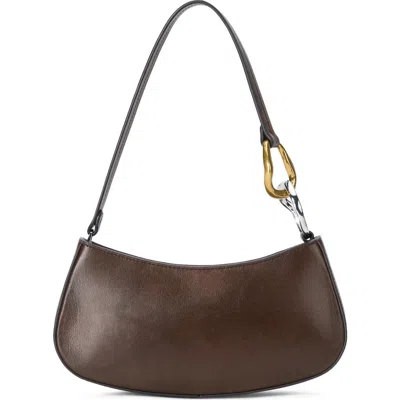 Staud Ollie Leather Shoulder Bag In Brown