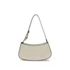 Staud Ollie Croc-effect Leather Shoulder Bag In White