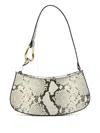 Staud Ollie Curved Python-embossed Leather Shoulder Bag In White