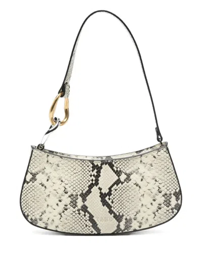 STAUD OLLIE SNAKESKIN HARDWARE TOTE BAG