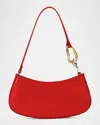 Staud Ollie Zip Leather Shoulder Bag In Cherry