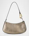 Staud Ollie Metallic Leather Shoulder Bag In Aged Bronze
