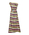 Staud Phare One-shoulder Draped Striped Silk-blend Satin Maxi Dress In Multi