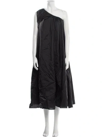 Pre-owned Staud One-shoulder Long Dress In Black