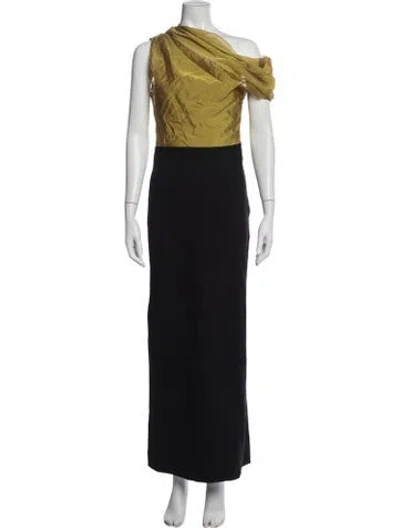 Pre-owned Staud One-shoulder Long Dress In Black