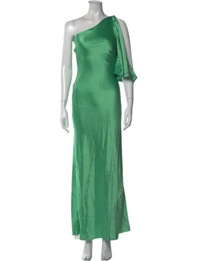 Pre-owned Staud One-shoulder Long Dress In Green