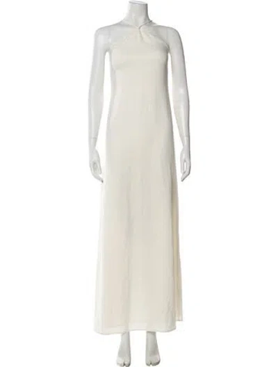 Pre-owned Staud One-shoulder Long Dress In Neutral