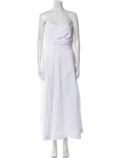 Pre-owned Staud One-shoulder Long Dress In White